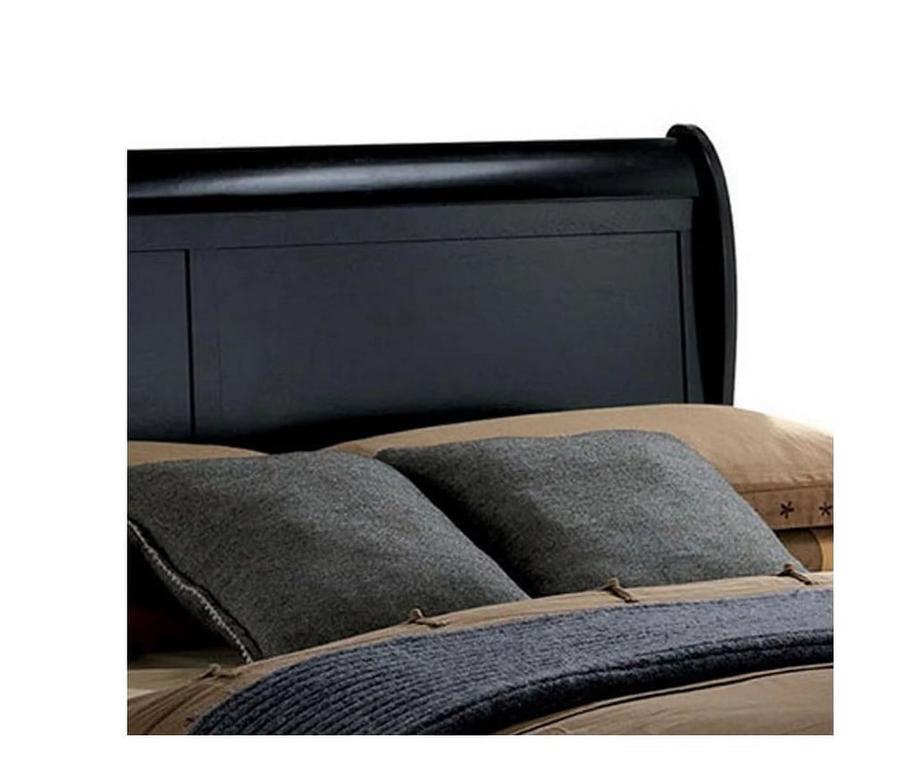 1pc Eastern King Size Black Solid Wood Bedframe H4372