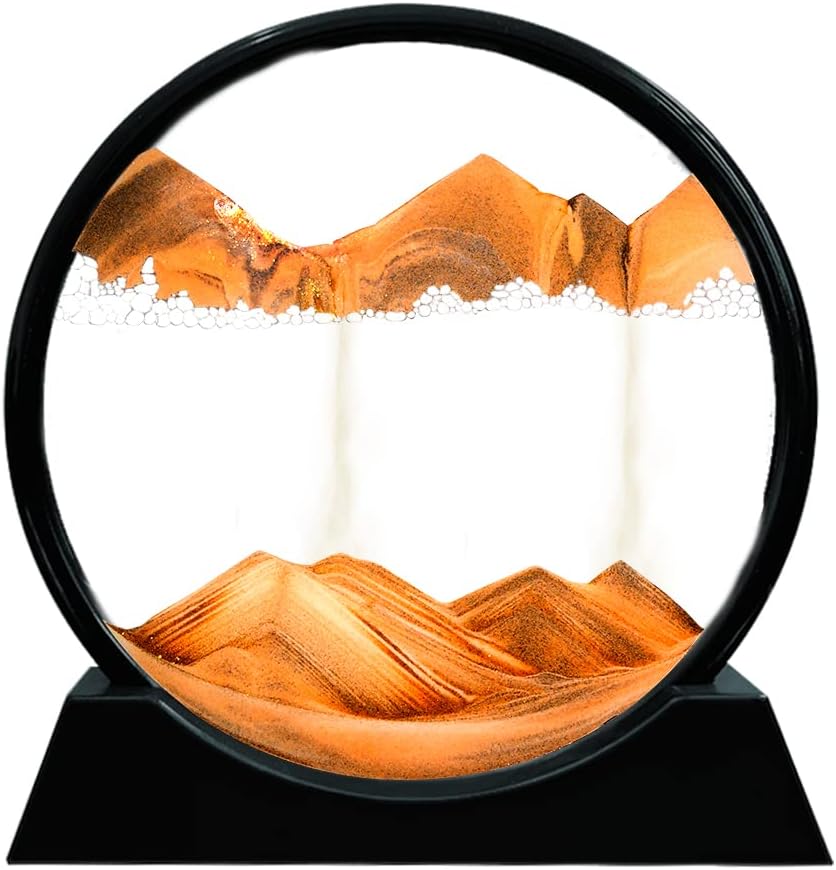 Moving Sand Art Picture Round Glass 3D Deep Sea (Green, 7 Inch) C81816