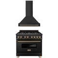 36 In. Dual Fuel Range and Range Hood in Black Stainless Steel Z7299