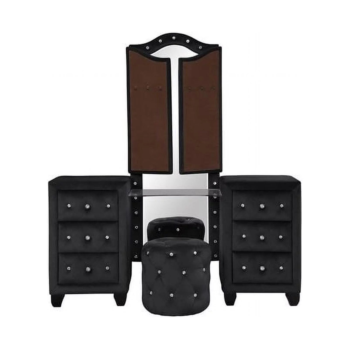 Queen 4 Pc Upholstery Bedroom Set Wood Black M892525