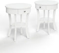 Round 2-Tier Wood End Table with Drawer U509