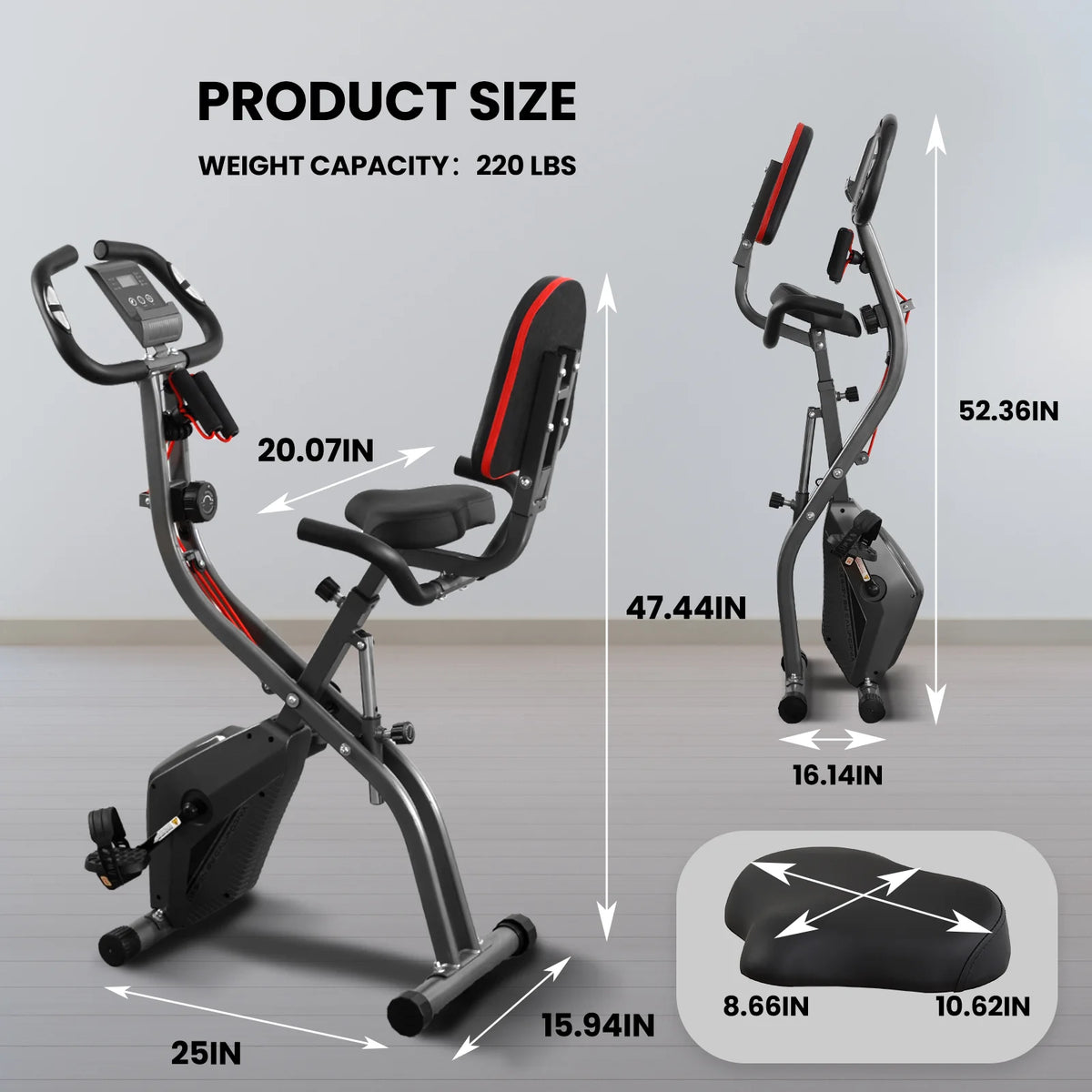 Folding Stationary Exercise Bike 265 LBS Weight Capacity V730