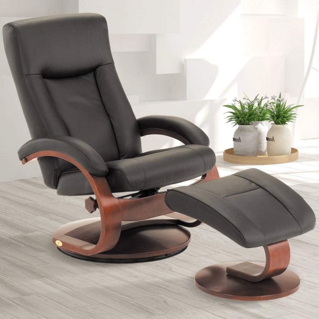 Black and Brown Recliner Chair with Ottoman T7928