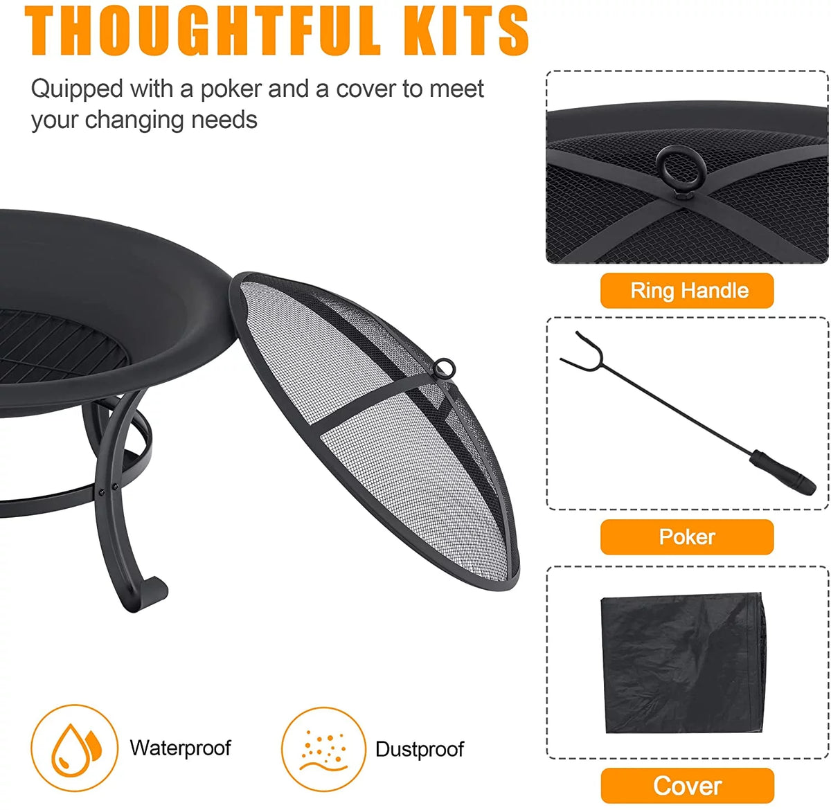 Black Metal Fire Pit R304742