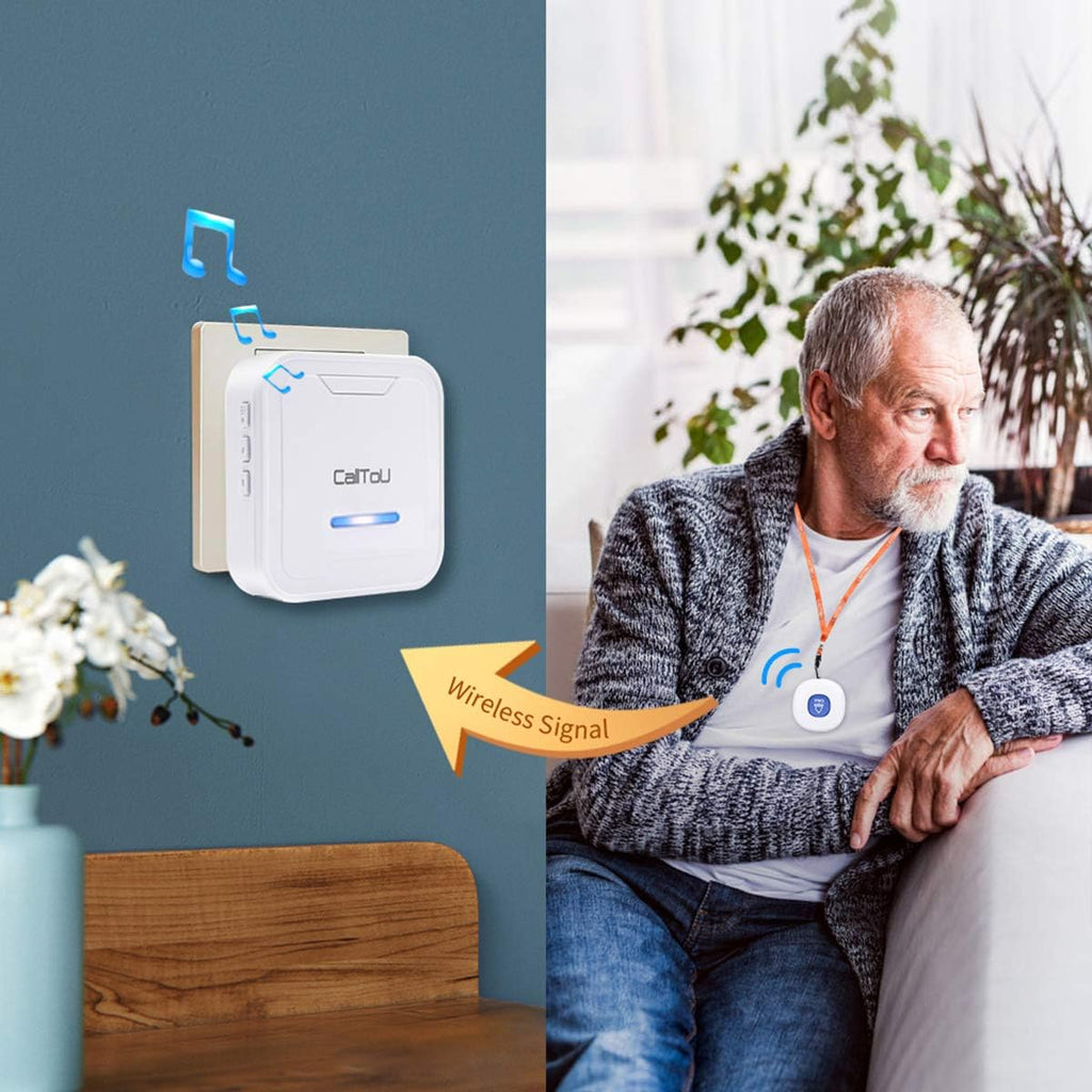 Wireless Caregiver Pager System 2 Plug-in Receivers 2 Waterproof Transmitters G984