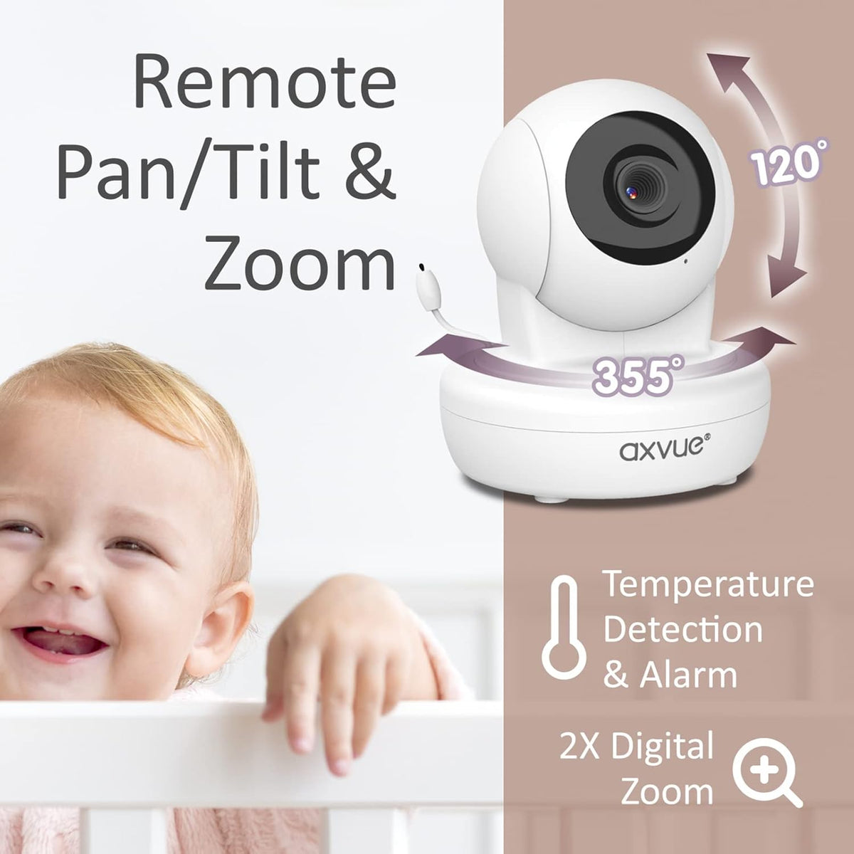 Baby Monitor with Pan-Tilt-Zoom Camera and LCD Screen, Night Vision F195