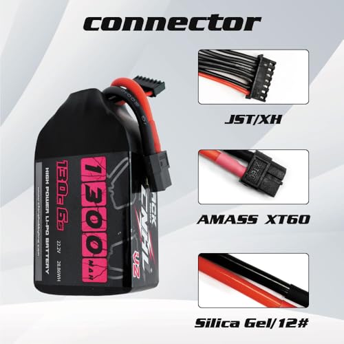 6S 1100mAh 100C 22.2V Lipo Battery with XT60 Plug (2 PCS) V117407