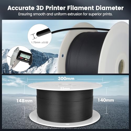 PLA 3D Printer Filament 1.75mm 1kg Spool Black S257235