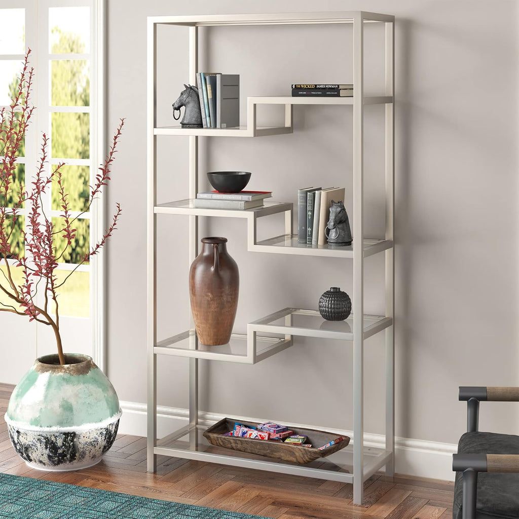 Contemporary Metal Bookcase, Brass, 68 M700