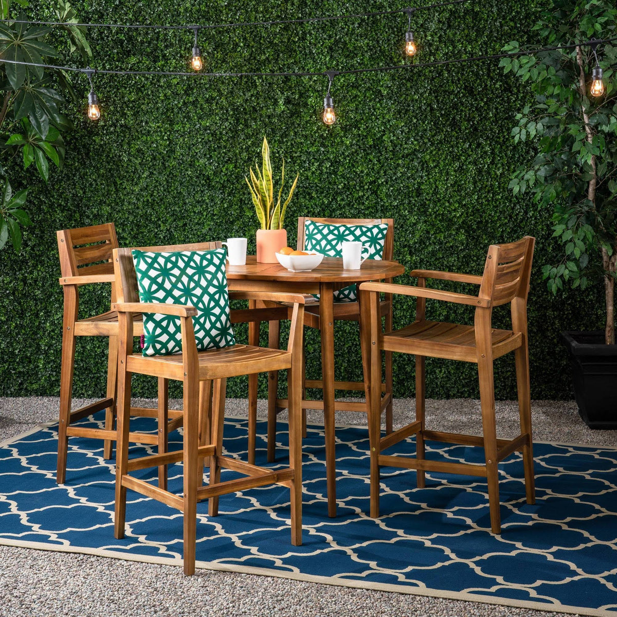 Rustic 5 Piece Acacia Wood Bar Set J770