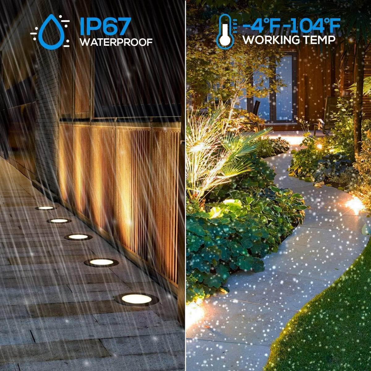 12-Pack 7W LED Well Light, Low Voltage Landscape Lights, IP67 Waterproof, 3000K Warm White, Black P9039