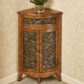 Corner Accent Storage Cabinet Pecan Wood 30.5 Inches Tall U7359