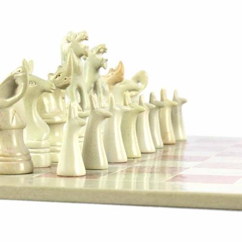 Hand Carved Soapstone Animal Chess Set M827