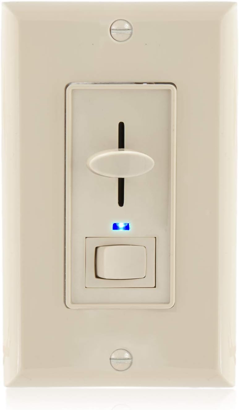 Dimmer Light Switch with Blue Indicator Light, LED Compatible, 3-Way/Single Pole, 600 Watt D883