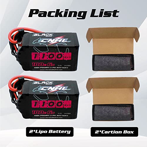 6S 1100mAh 100C 22.2V Lipo Battery with XT60 Plug (2 PCS) V117407