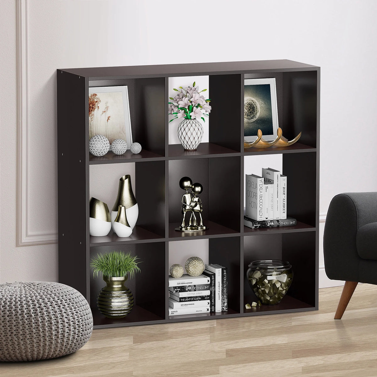 9 Cube Wooden Organizer Bookcase Cabinet Storage (Black) B898