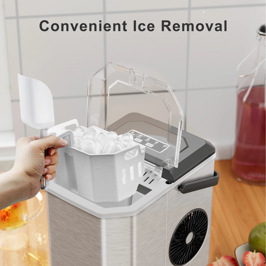 Countertop Ice Maker Machine with Handle, 9pcs/6min, 26lbs/24h, Silver L84770