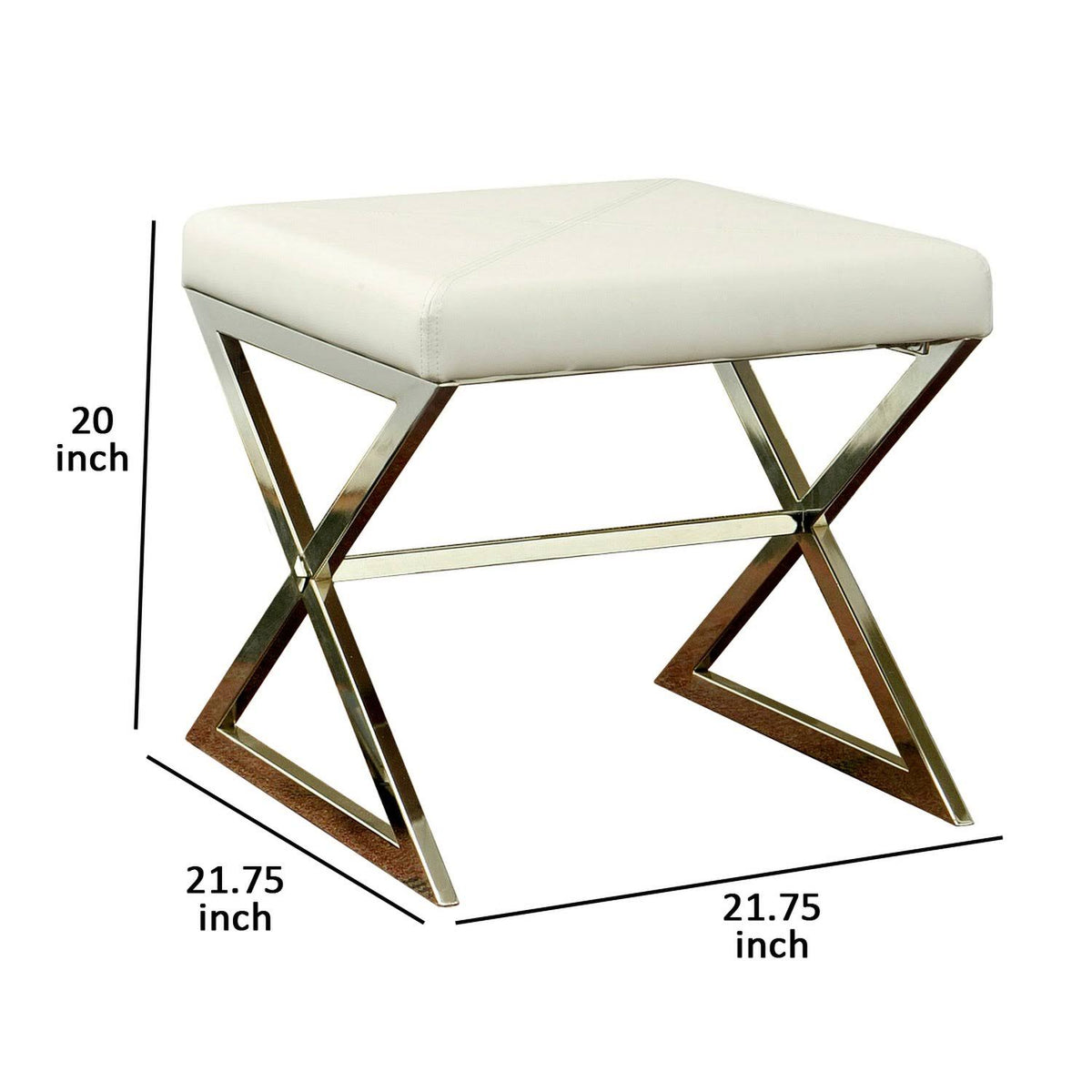 Contemporary Upholstered Stool Metal Base White G150