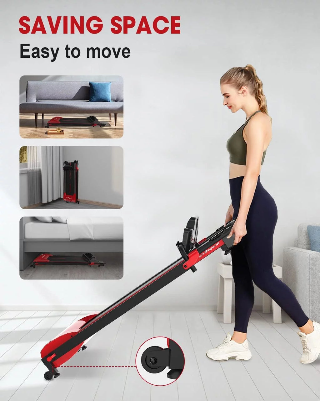 Blue Folding Treadmill with LED Display W2782