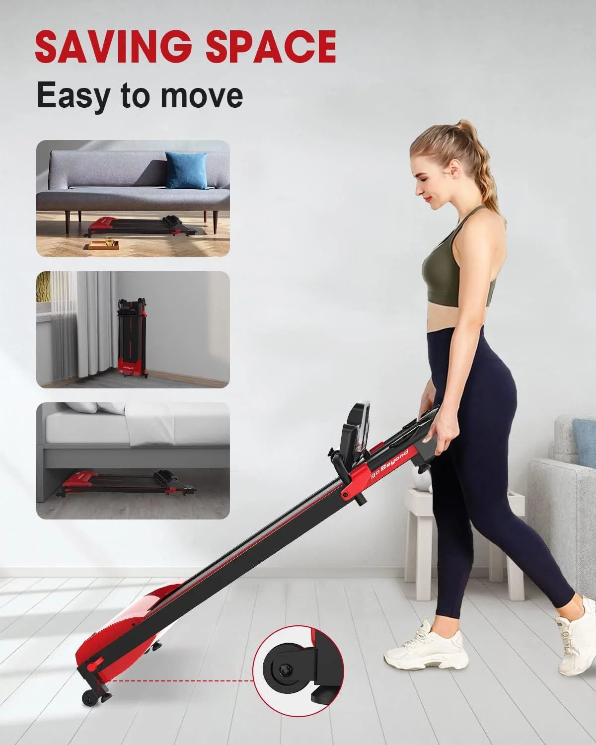 Blue Folding Treadmill with LED Display W2782