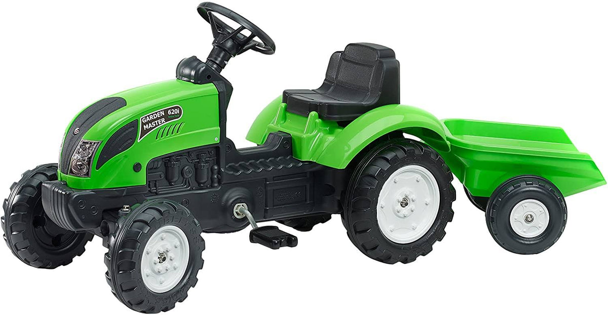 Green Ride-On Tractor with Trailer A8841
