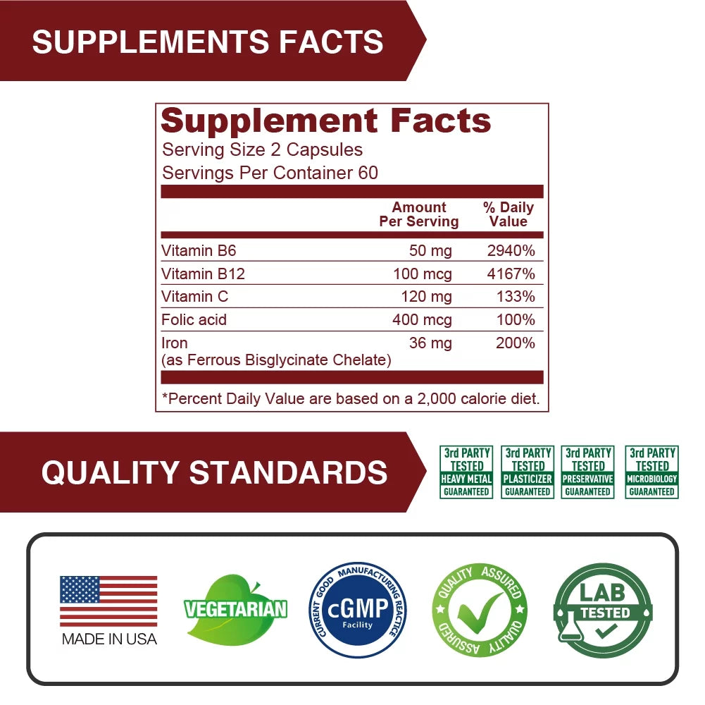 Iron Supplement 18 mg with Vitamin C 120 Capsules Pack of 3 S34375