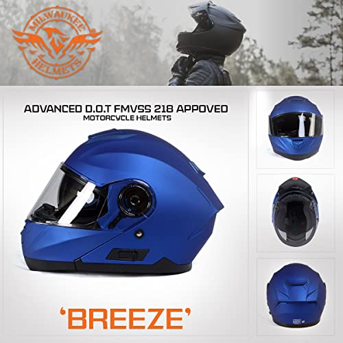 Blue Modular Motorcycle Helmet with Drop Down Visor O8461