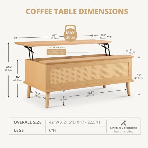 Lift-Top Rattan Coffee Table J135
