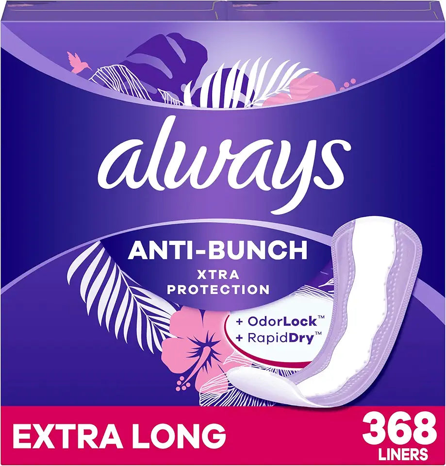 Anti-Bunch Xtra Protection Panty Liners Extra Long Unscented 92 Count M586