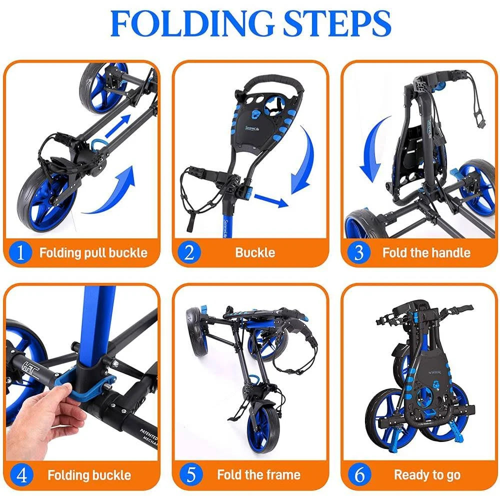 3 Wheel Folding Golf Bag Push Cart K76019