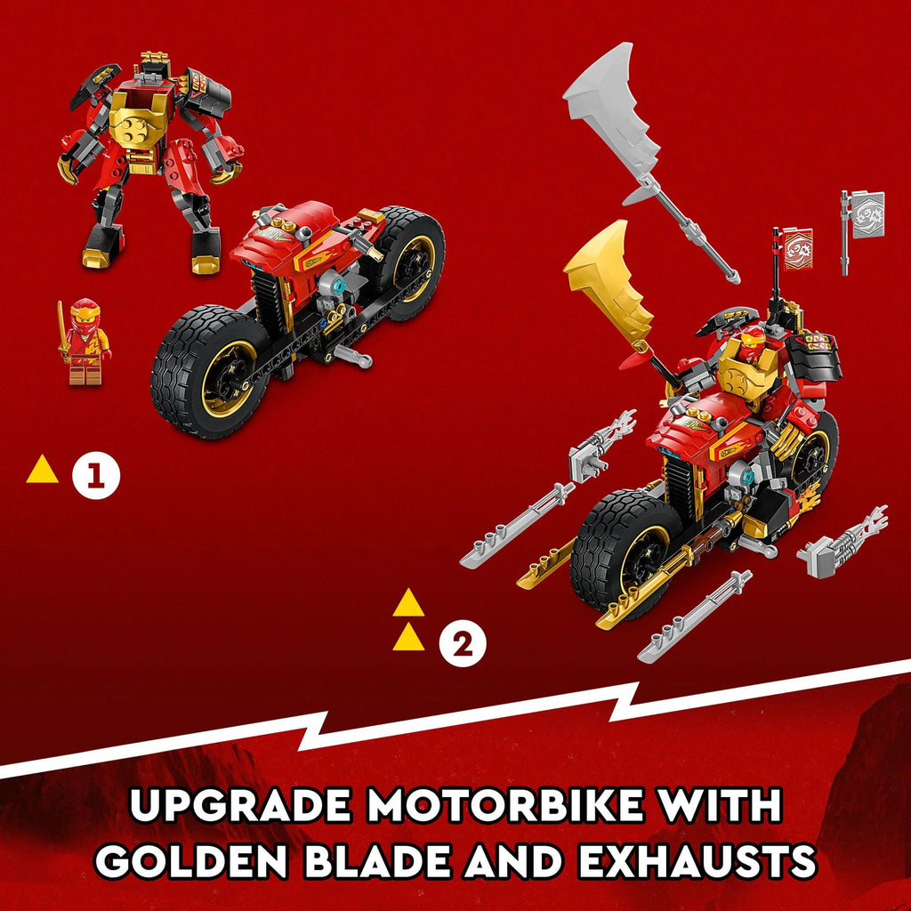 Upgradable Ninja Motorbike Toy Mech Action Figure and 2 Minifigures O446254