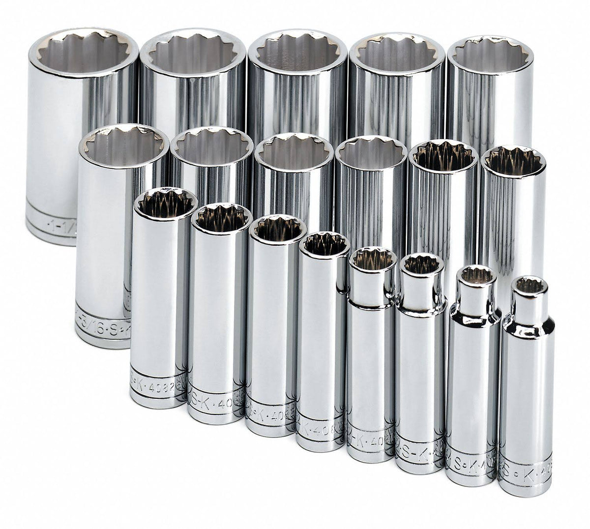 19 Piece 1/2" Drive 6 Point Deep Socket Set F9487