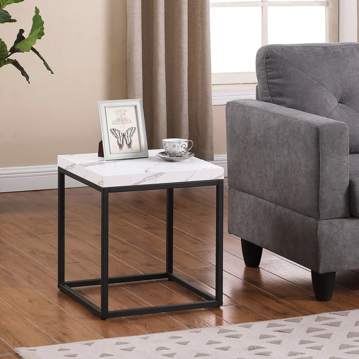 Marble Wood and Metal Side Table P569470