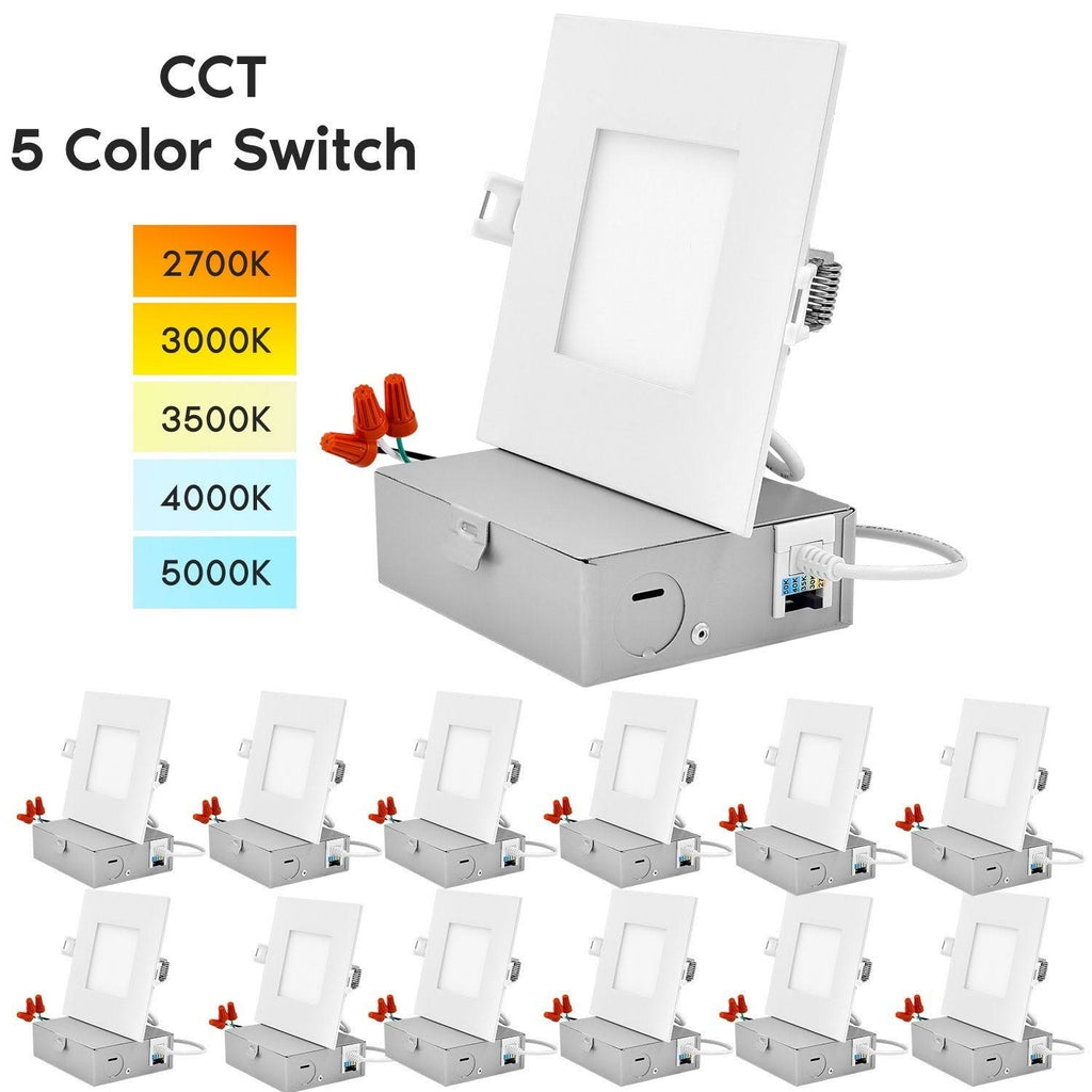 4 in Dimmable Integrated LED Recessed Light Ultra Thin Square Kit 12-Pack F871