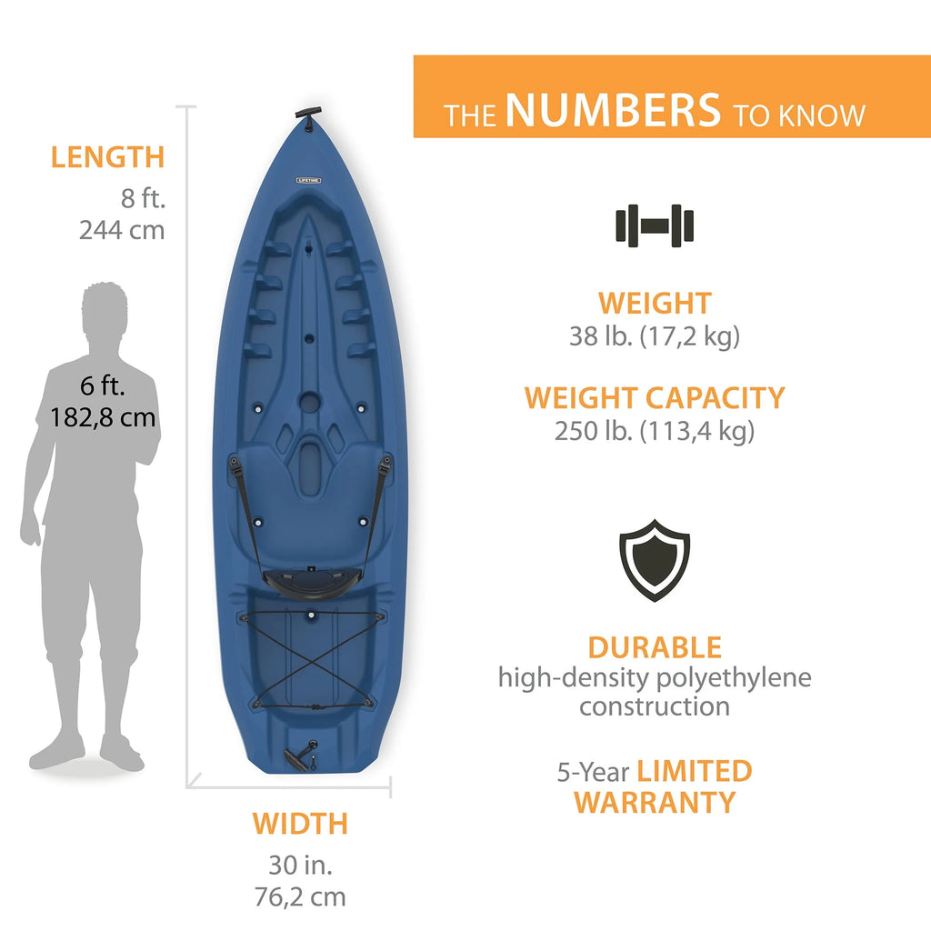 8 ft Sit-on-top Kayak with Paddle, Dark Blue Y616