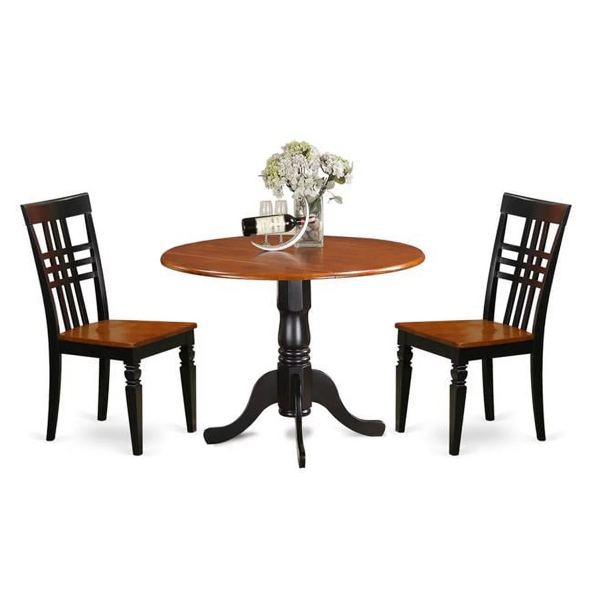 Black & Cherry 3 Piece Dining Room Table Set with Two Chairs H49115