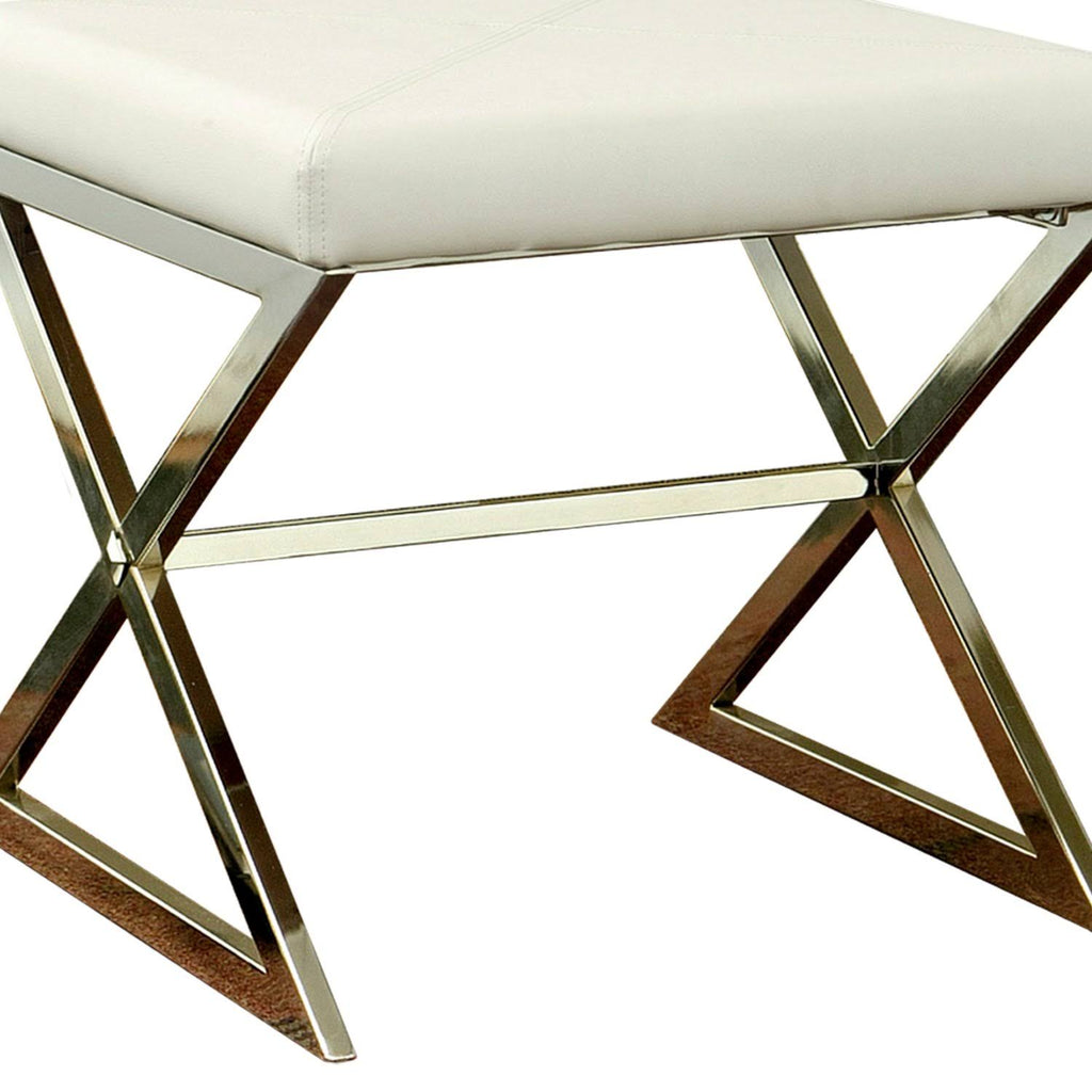 Contemporary Upholstered Stool Metal Base White G150