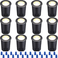 12-Pack 7W LED Well Light, Low Voltage Landscape Lights, IP67 Waterproof, 3000K Warm White, Black P9039