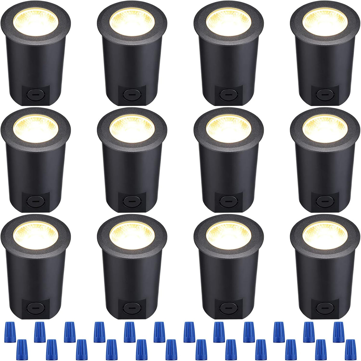 12-Pack 7W LED Well Light, Low Voltage Landscape Lights, IP67 Waterproof, 3000K Warm White, Black P9039