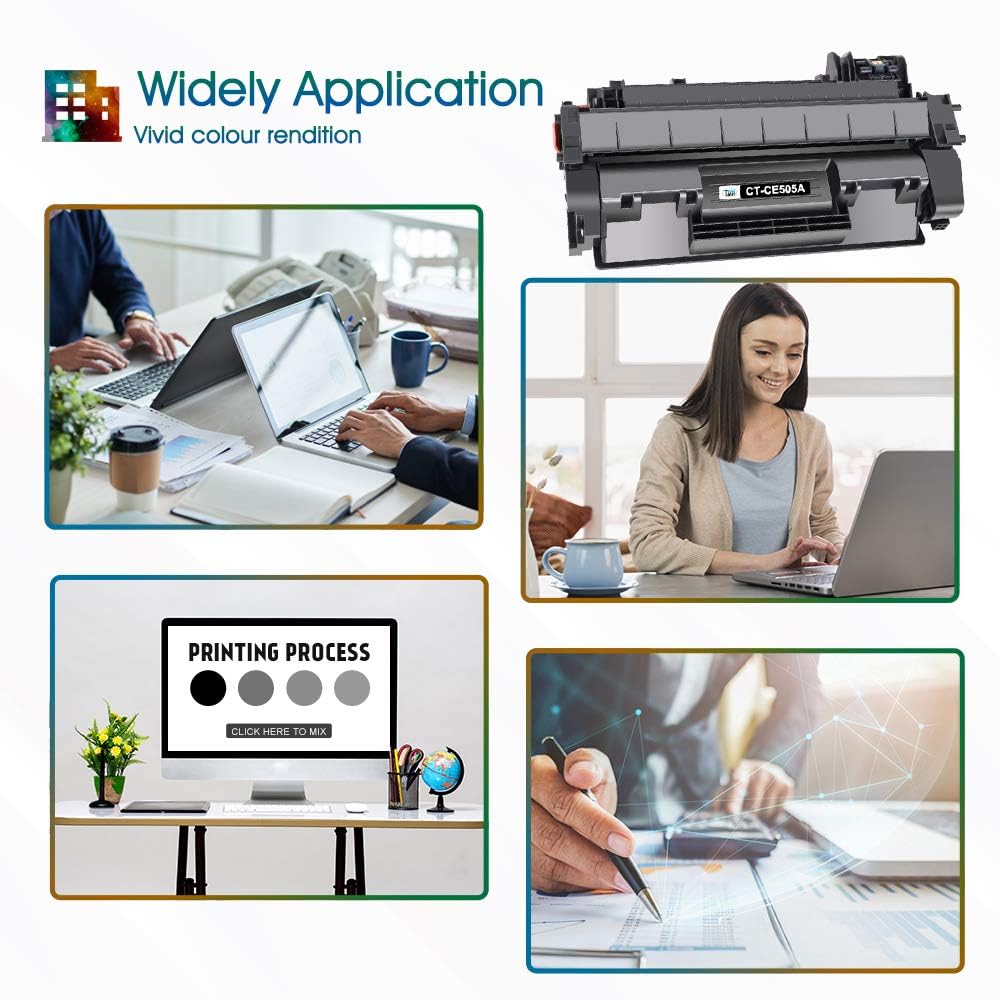 Compatible CE505A Toner Cartridge Replacement 4-Pack Black N907