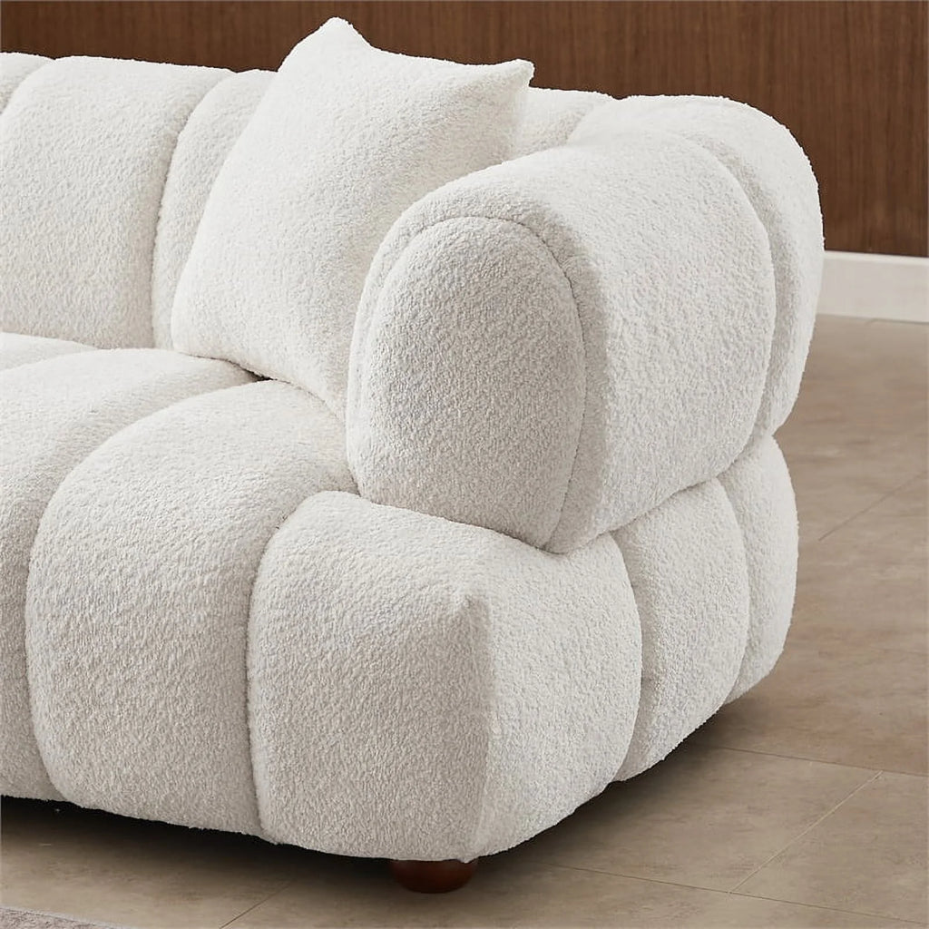 Cream Boucle Fabric Couch N285308
