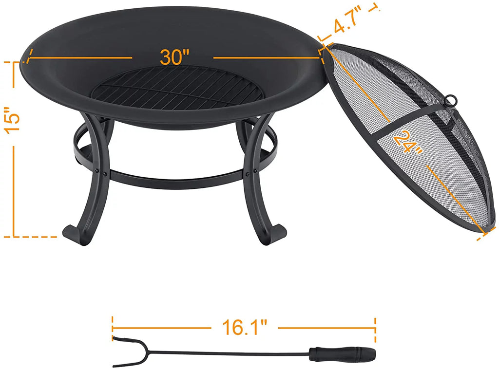 Black Metal Fire Pit R304742