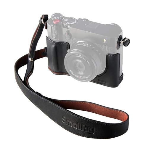 Black Leather Camera Case Kit with Shoulder Strap Y283
