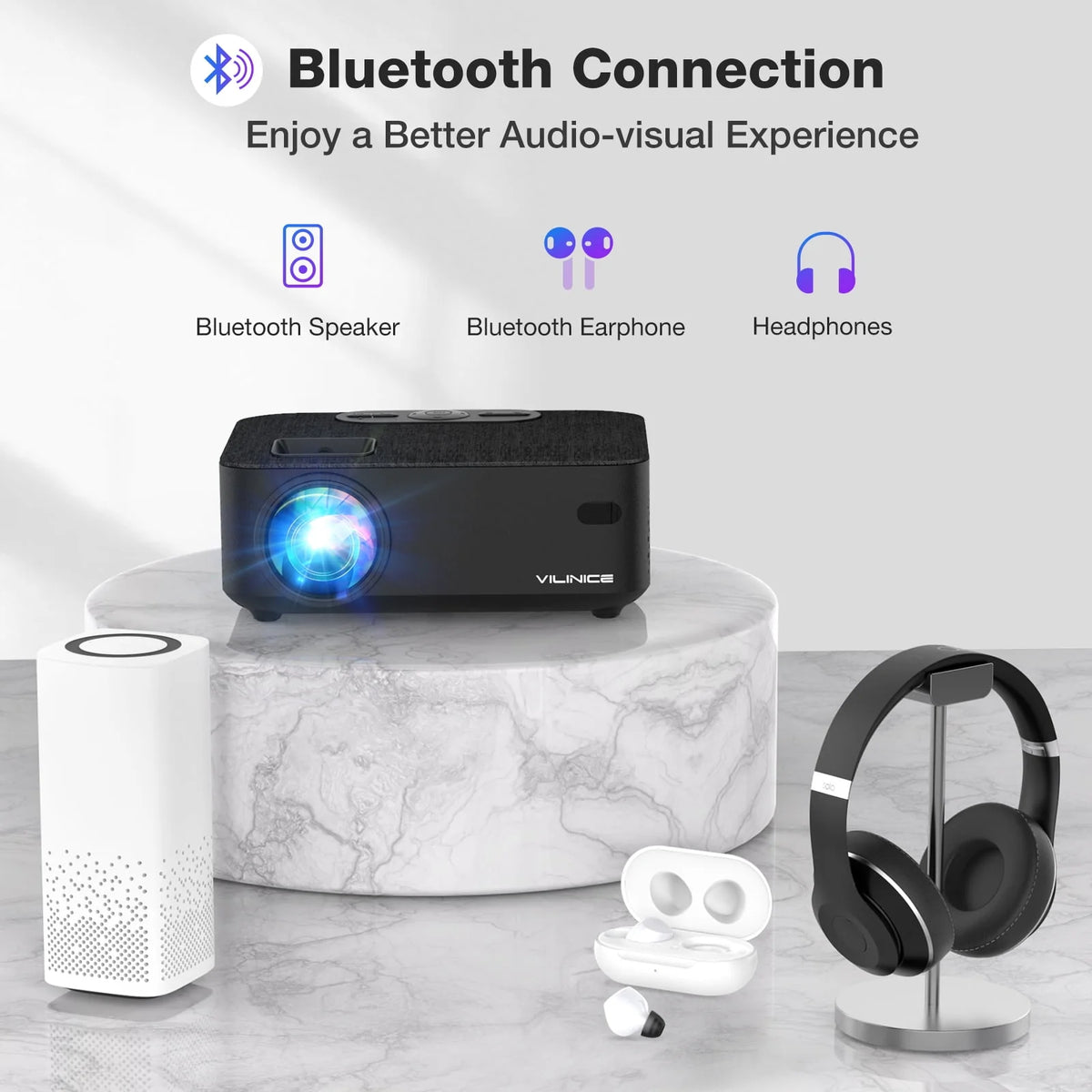 Mini WiFi Projector HD 1080P 240 LCD Display with Bluetooth T21015