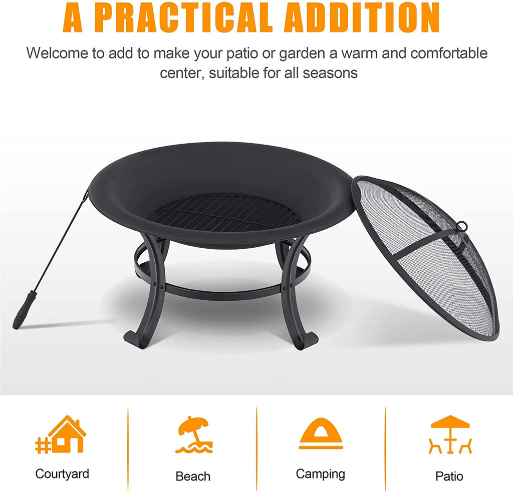 Black Metal Fire Pit R304742
