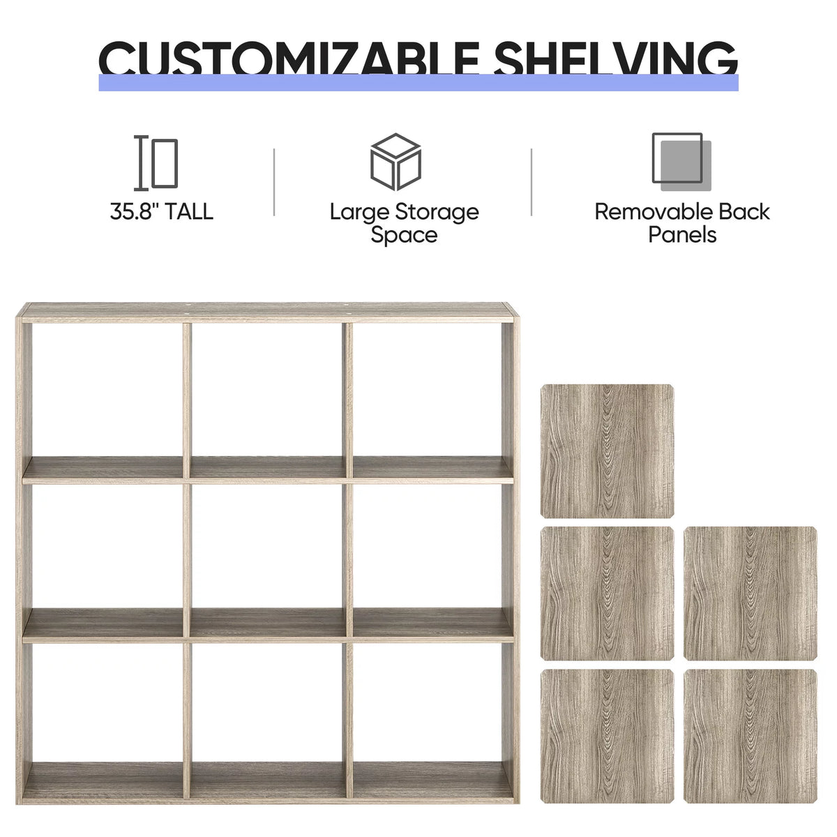9 Cube Wooden Organizer Bookcase Cabinet Storage (Black) B898