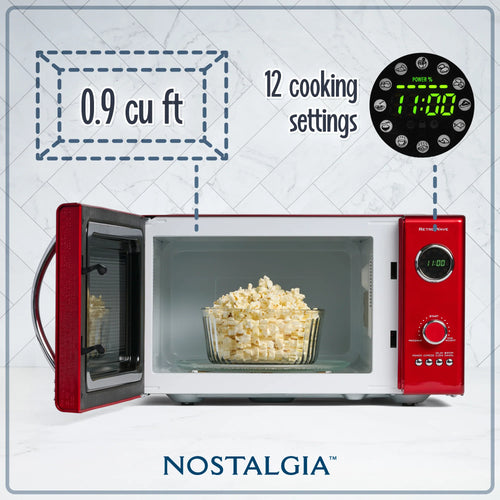 0.9 Cubic Foot 800-Watt Retro Red Countertop Microwave Oven C906