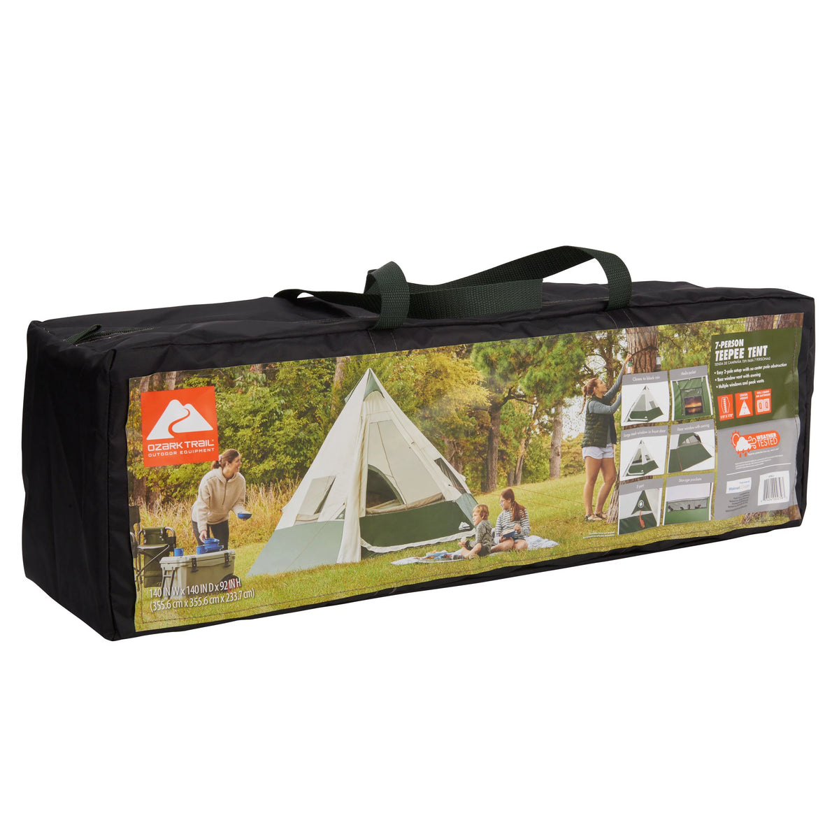 7-Person 1-Room Teepee Tent with Vented Rear Window, Green G70539
