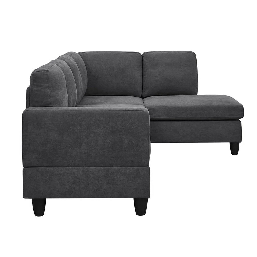 Dark Gray Polyester Fabric Sofa & Chaise S706