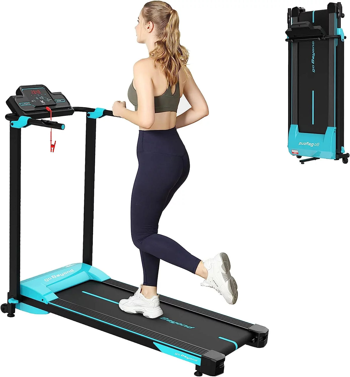 Blue Folding Treadmill with LED Display W2782